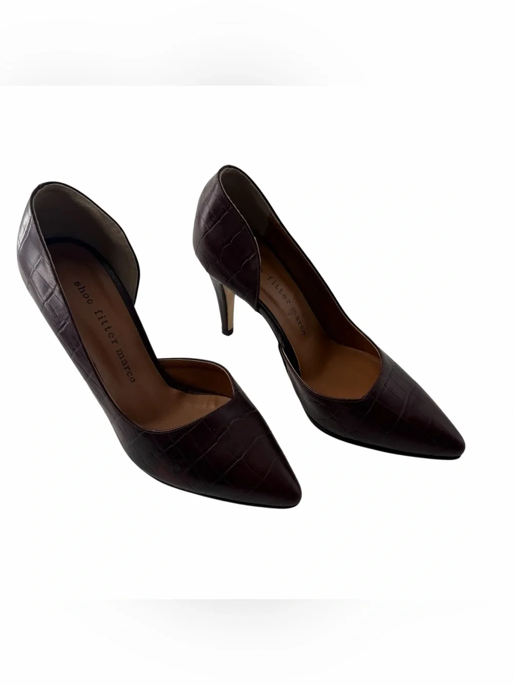 Croc-Textured Burgundy High Heel Feminine Classic 3.5” Pump for Women Size 7.5